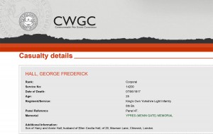  CWGC - Casualty Details.GF Hall