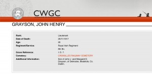  CWGC - Casualty Details.Grayson