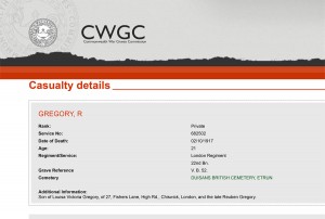  CWGC - Casualty Details - Gregory