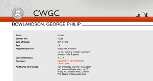  CWGC - Casualty Details - Rowlandson