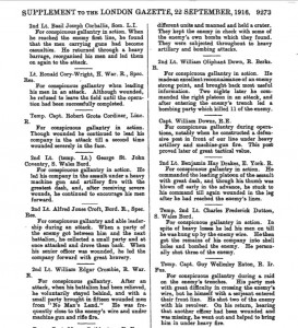  Down.London Gazette 1916