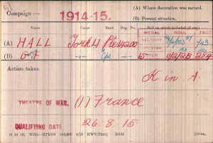  Hall, George F Medal Card