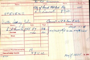  Medal card.STEVENS